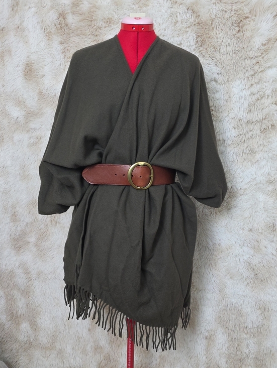 Talbots Jackets & Blazers - NWT Talbots 100% Wool Olive Wrap Shawl w/ Leather Belt Made in Italy OS